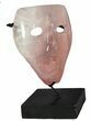 Polished Rose Quartz Mask On Stand - Brazil #50705-2